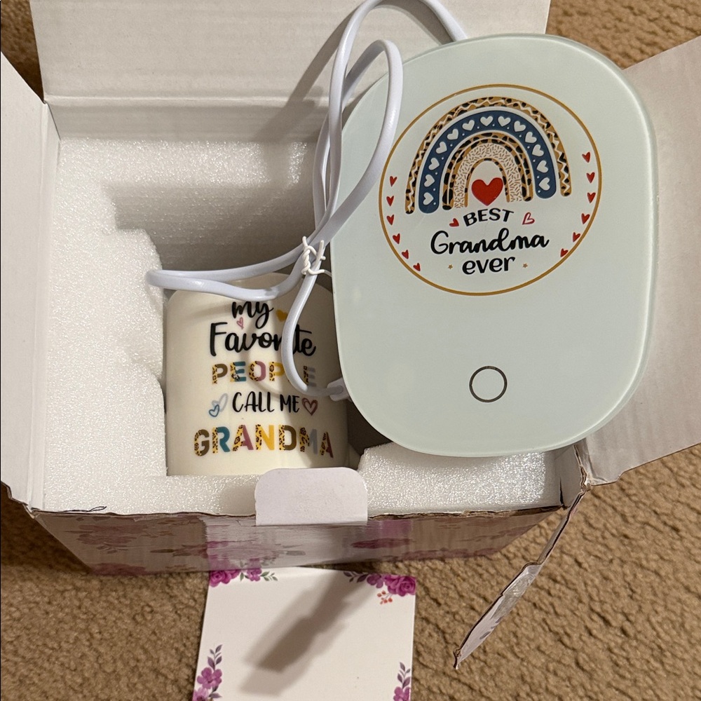 White Mug with Colorful Text